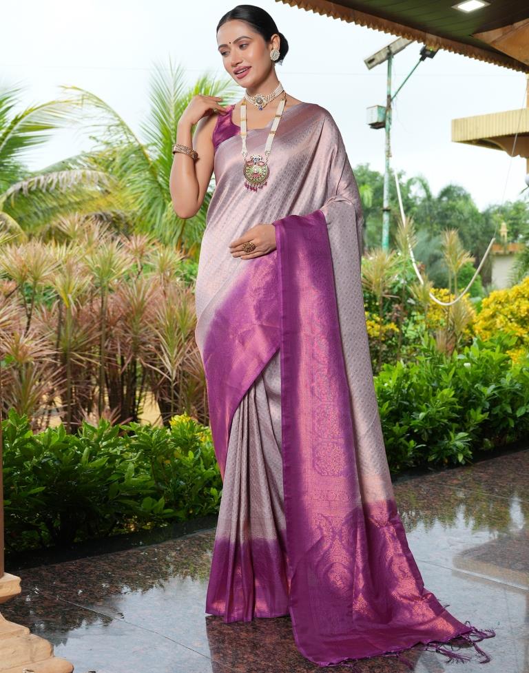 Light Purple Silk Weaving Kanjivaram Saree | Sudathi