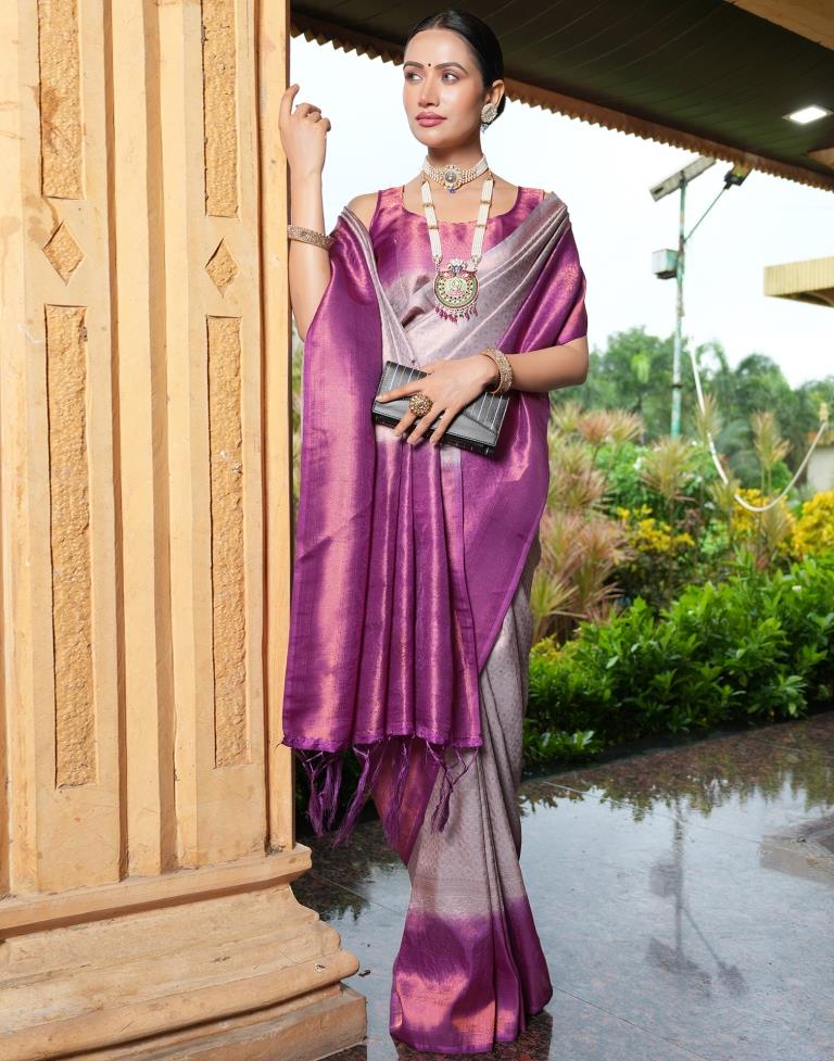 Light Purple Silk Weaving Kanjivaram Saree | Sudathi