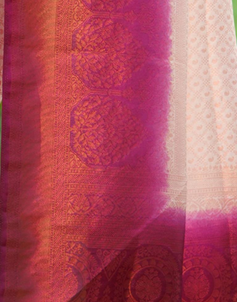 Beige Silk Weaving Kanjivaram Saree | Sudathi