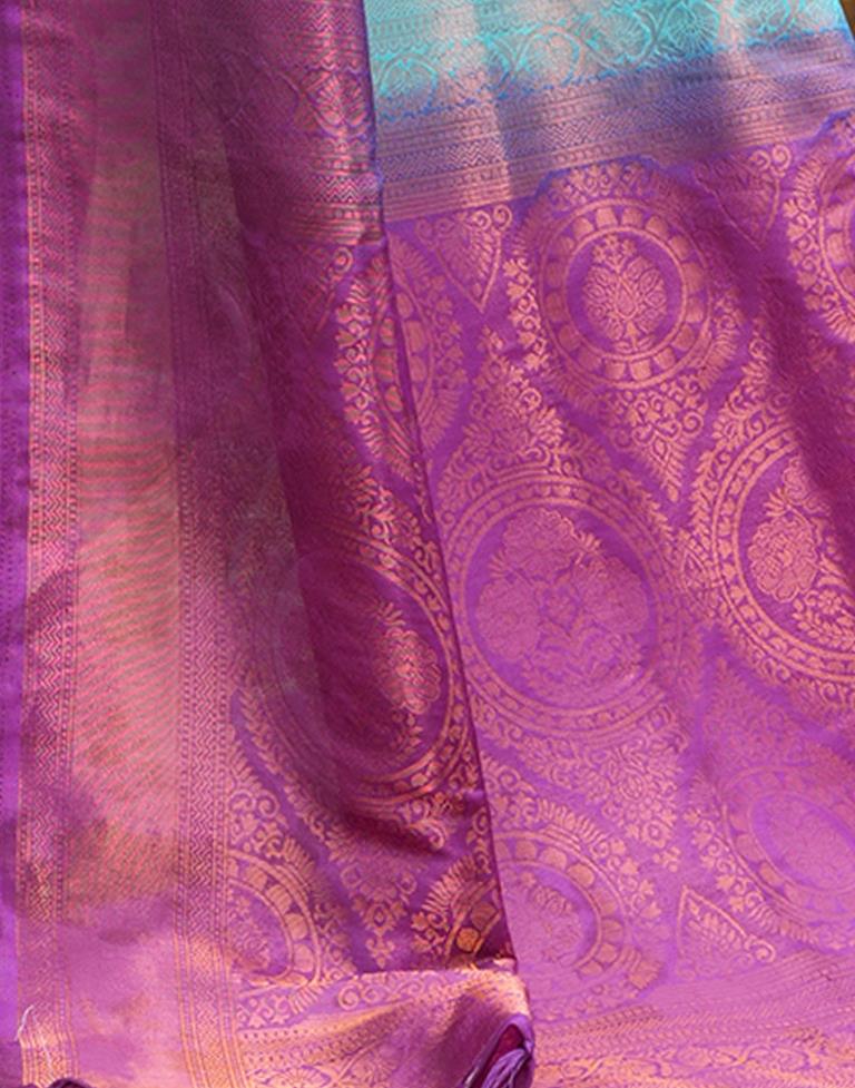 Sky Blue Silk Weaving Kanjivaram Saree | Sudathi