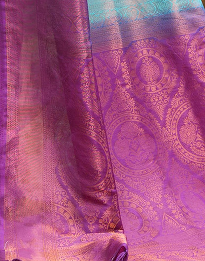 Sky Blue Silk Weaving Kanjivaram Saree | Sudathi