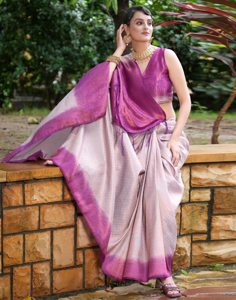 Light Purple Silk Weaving Kanjivaram Saree | Sudathi