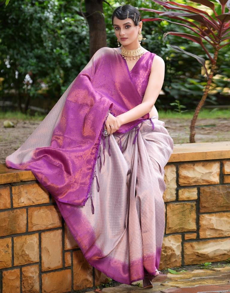 Light Purple Silk Weaving Kanjivaram Saree | Sudathi