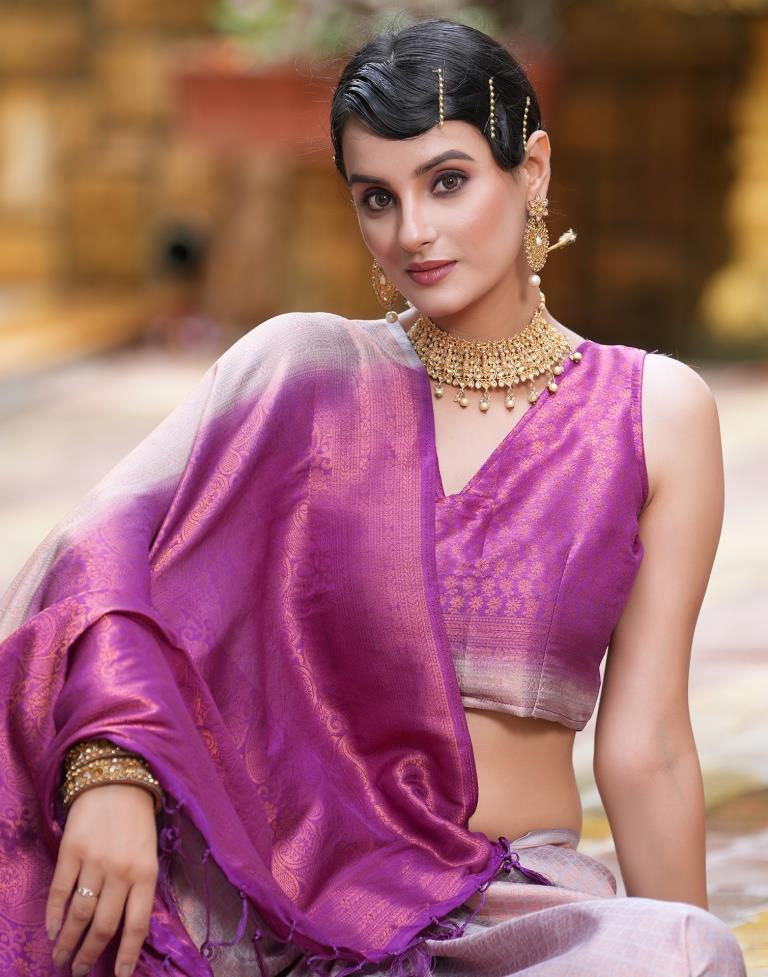 Light Purple Silk Weaving Kanjivaram Saree | Sudathi