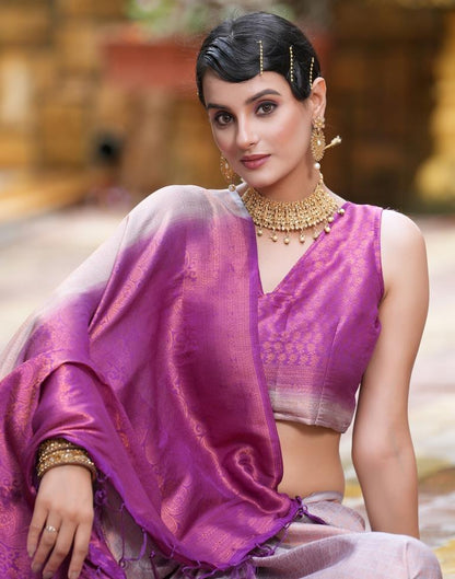 Light Purple Silk Weaving Kanjivaram Saree | Sudathi