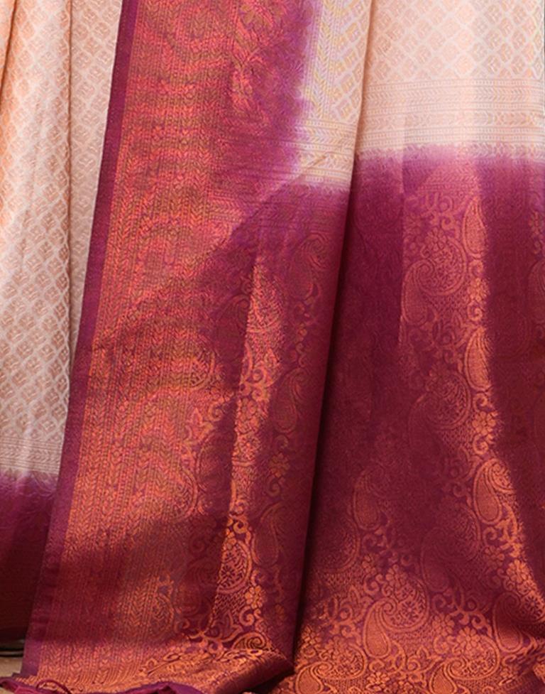 Beige Silk Weaving Kanjivaram Saree | Sudathi