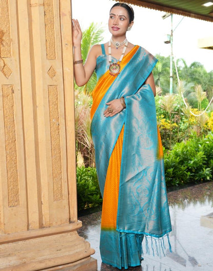 Mustard Yellow Silk Weaving Kanjivaram Saree | Sudathi