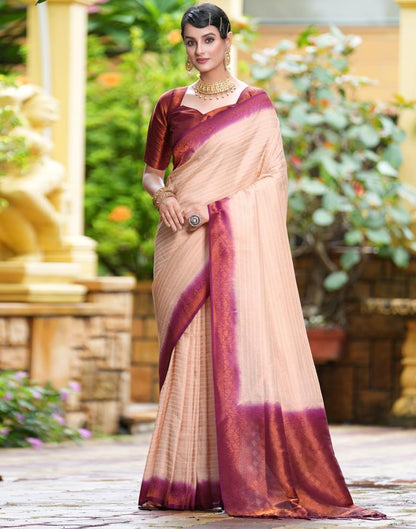 Beige Silk Weaving Kanjivaram Saree | Sudathi