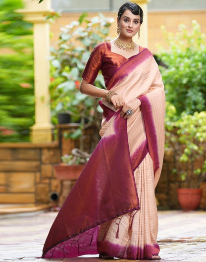 Beige Silk Weaving Kanjivaram Saree | Sudathi