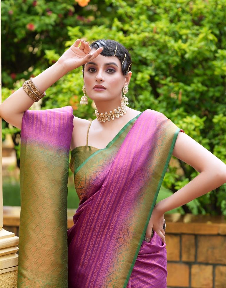 Purple Silk Weaving Kanjivaram Saree | Sudathi