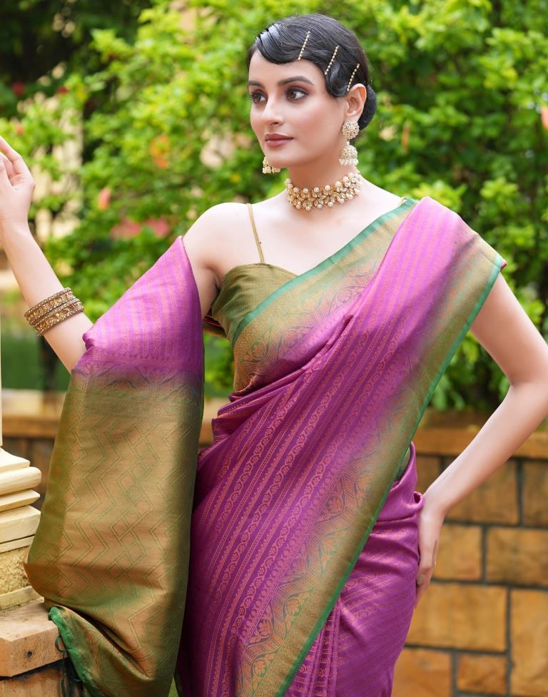 Purple Silk Weaving Kanjivaram Saree | Sudathi
