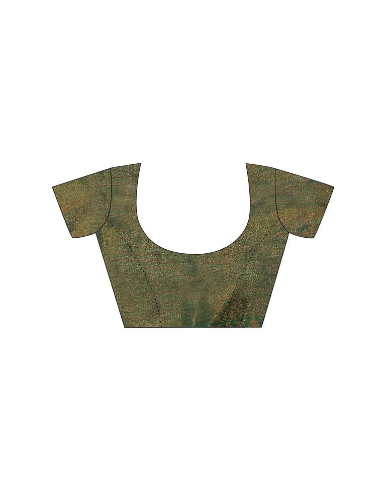 Light Olive Green Silk Weaving Kanjivaram Saree | Sudathi