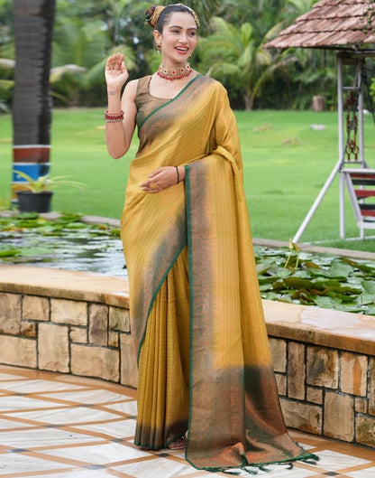 Light Olive Green Silk Weaving Kanjivaram Saree | Sudathi