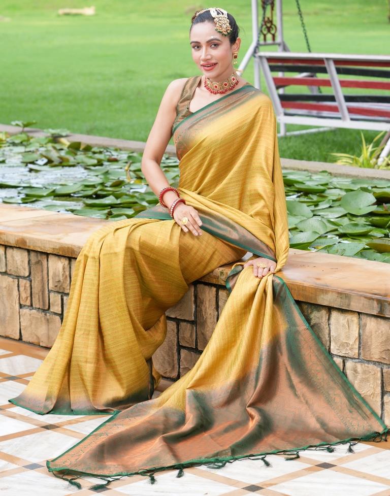 Light Olive Green Silk Weaving Kanjivaram Saree | Sudathi
