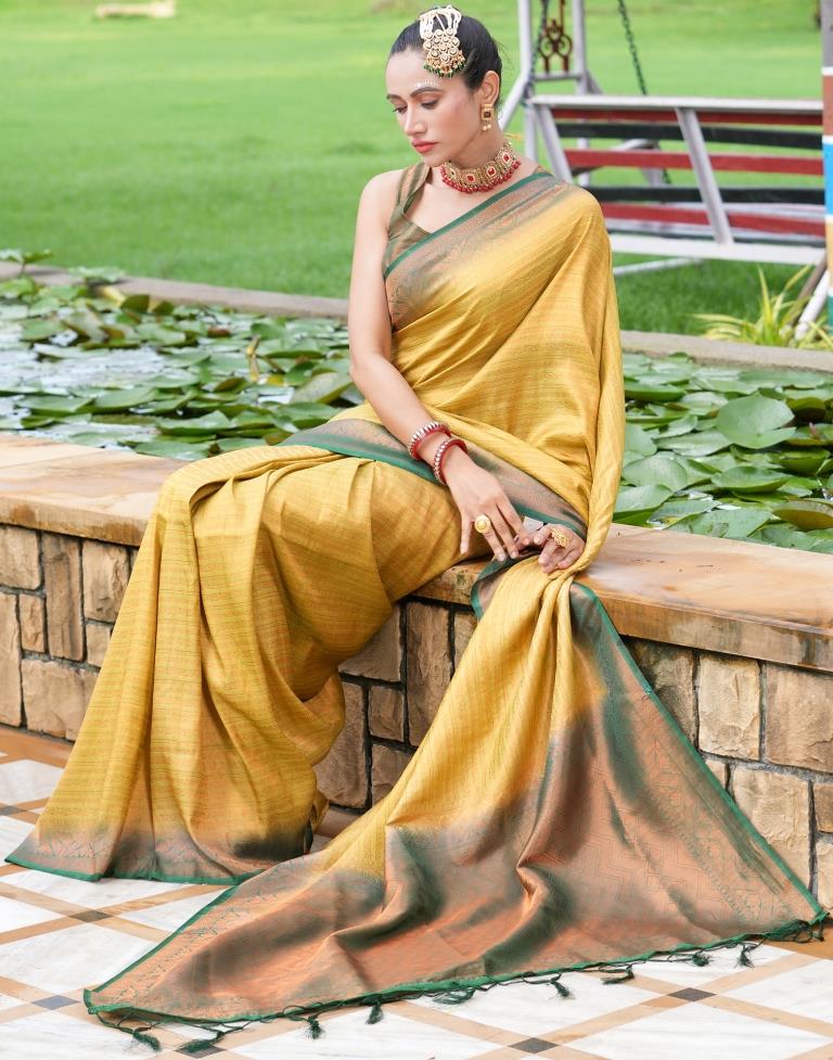 Light Olive Green Silk Weaving Kanjivaram Saree | Sudathi