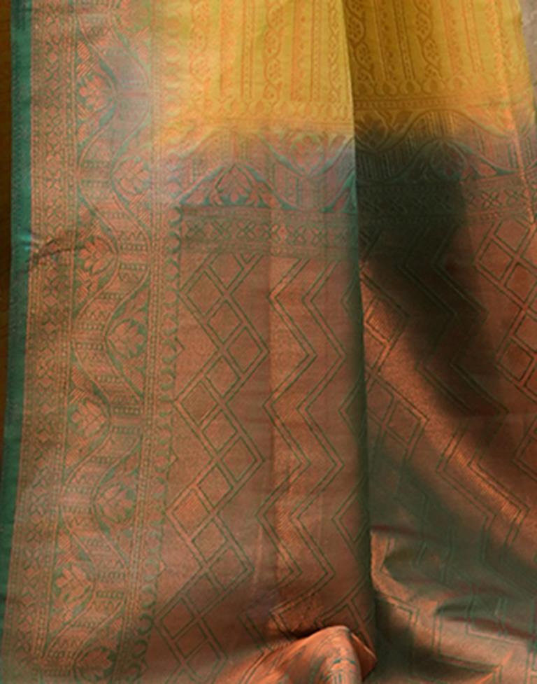 Light Olive Green Silk Weaving Kanjivaram Saree | Sudathi