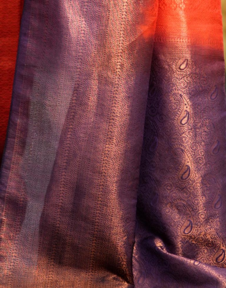 Orange Silk Weaving Kanjivaram Saree | Sudathi