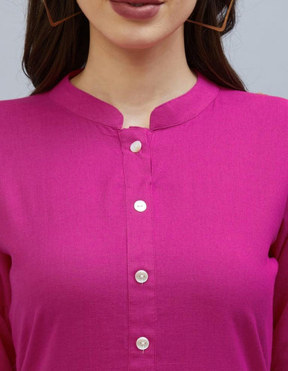Dashing Dark Pink Coloured Laced Cotton Kurti | Sudathi