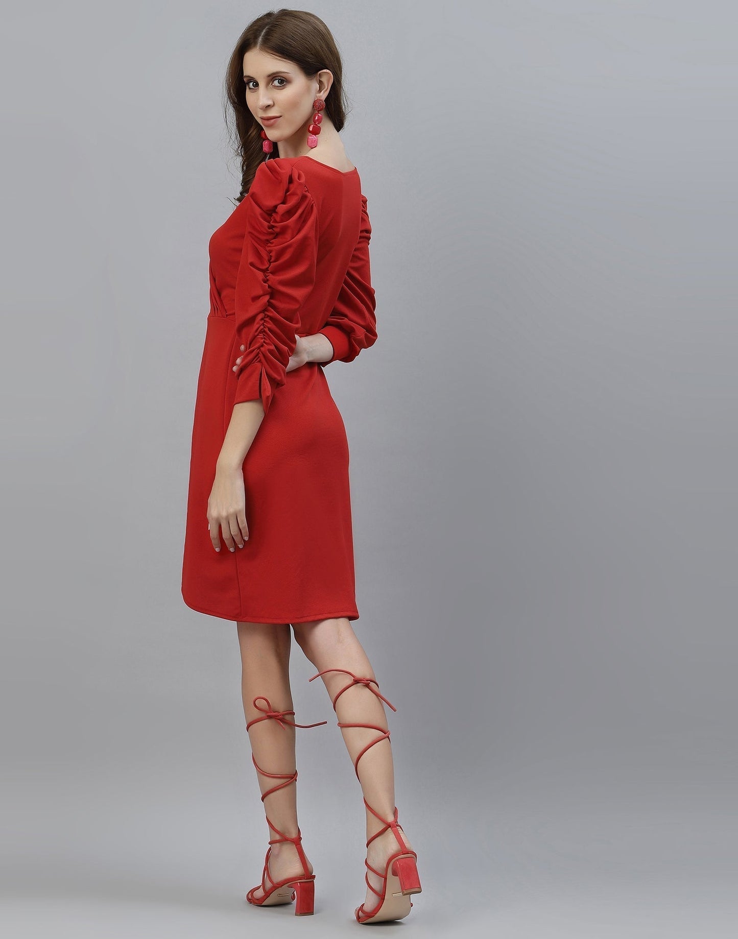 Red Puff Sleeve Dress | Sudathi