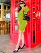 Apple Green Puff Sleeve Dress