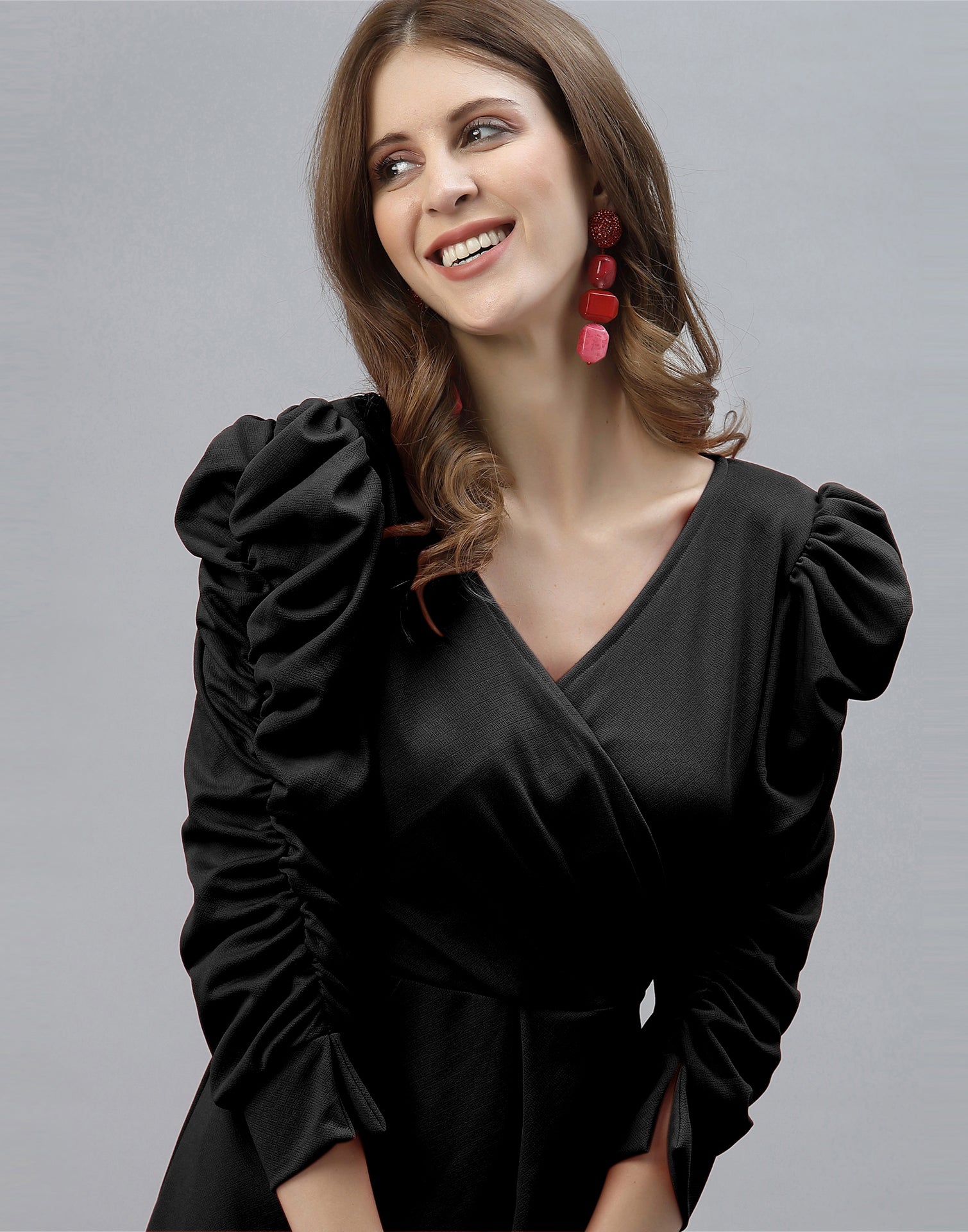 Black Puff Sleeve Dress | Sudathi