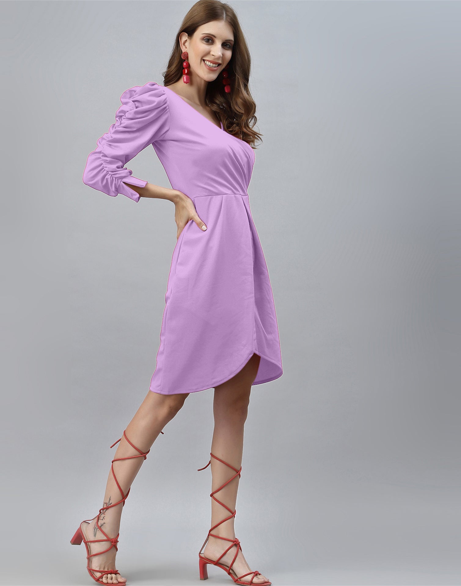 Lavender Puff Sleeve Dress | Sudathi