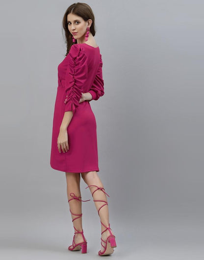 Hot Pink Puff Sleeve Dress | Sudathi
