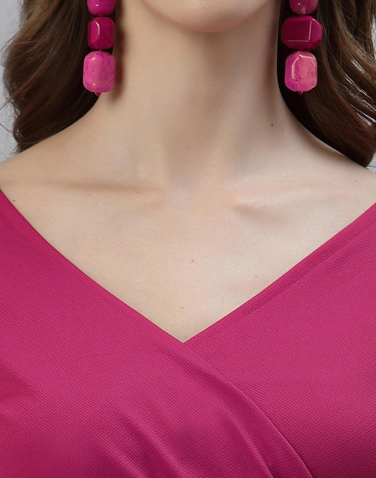 Hot Pink Puff Sleeve Dress | Sudathi
