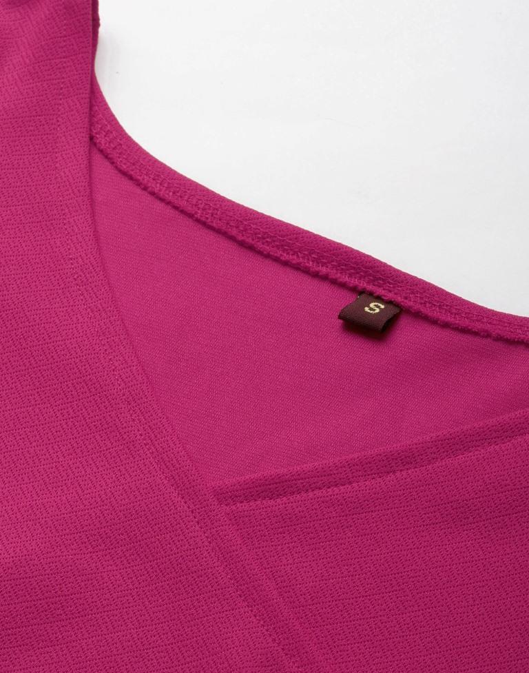 Hot Pink Puff Sleeve Dress | Sudathi