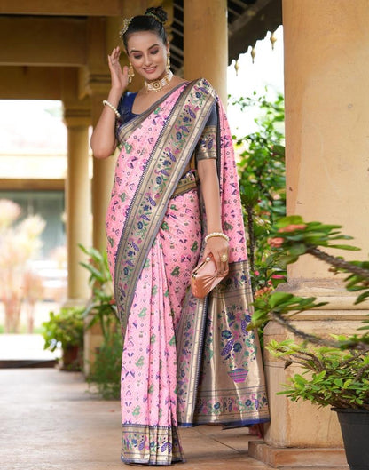 Light Pink Silk Weaving Patola Saree | Leemboodi