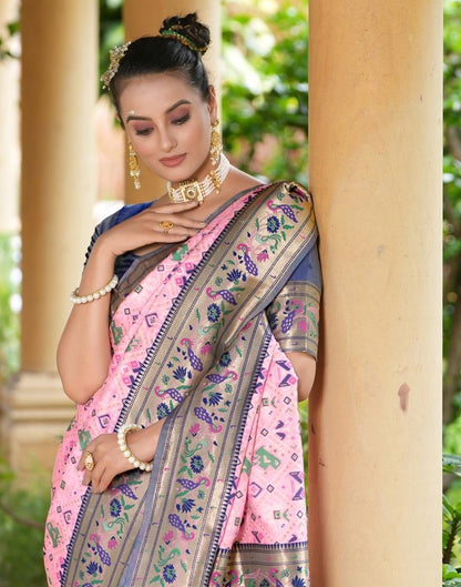 Light Pink Silk Weaving Patola Saree | Leemboodi