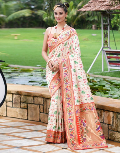 Beige Silk Weaving Patola Saree | Leemboodi