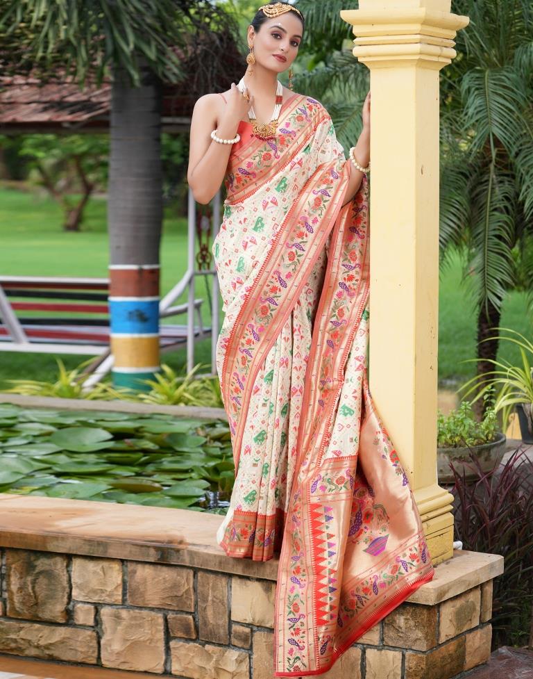 Beige Silk Weaving Patola Saree | Leemboodi