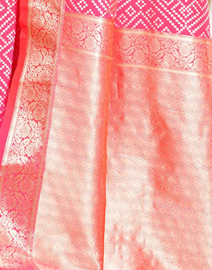 Pink Weaving Silk Bandhani Saree