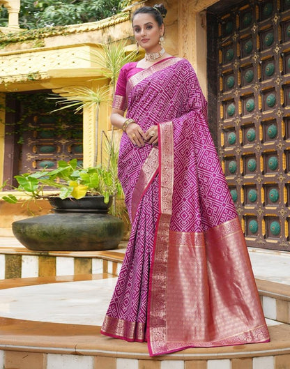 Purple Weaving Silk Bandhani Saree