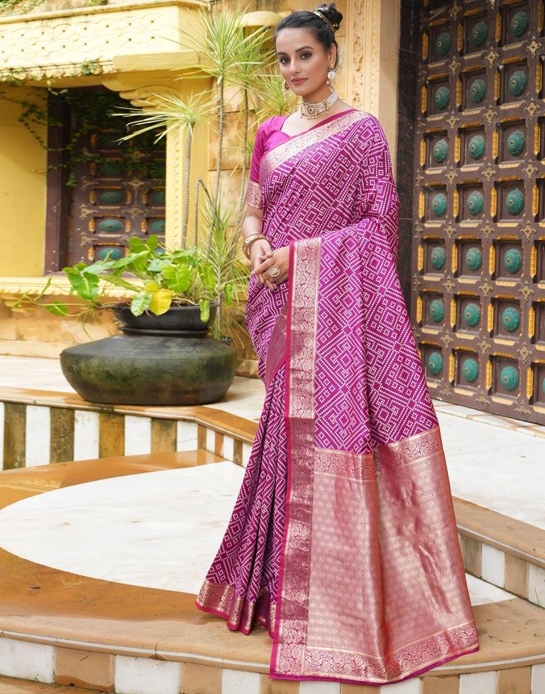Purple Weaving Silk Bandhani Saree