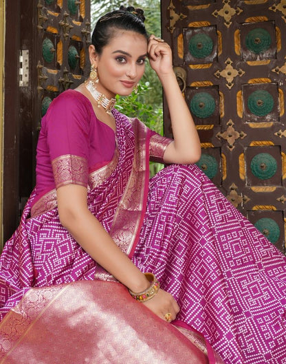 Purple Weaving Silk Bandhani Saree