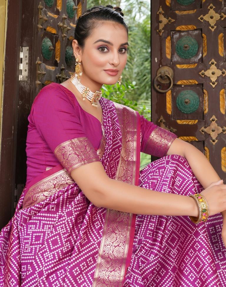 Purple Weaving Silk Bandhani Saree