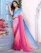 Multicoloured Plain Printed Georgette Saree