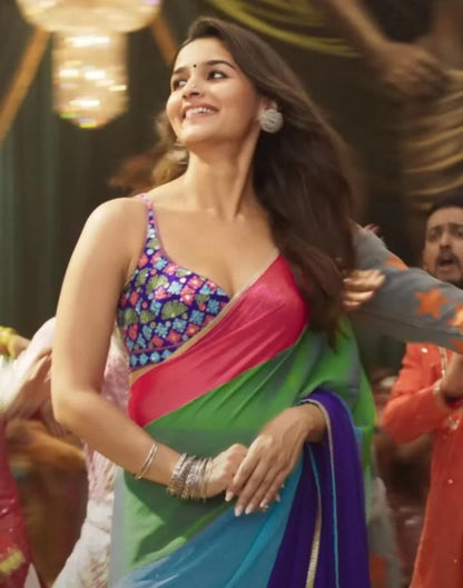 Multicoloured Georgette Printed Saree