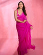 Pink Georgette Plain Saree
