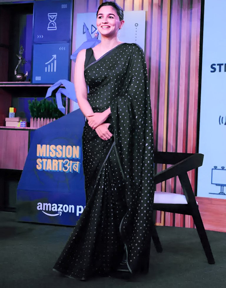 Black Silk Printed Saree