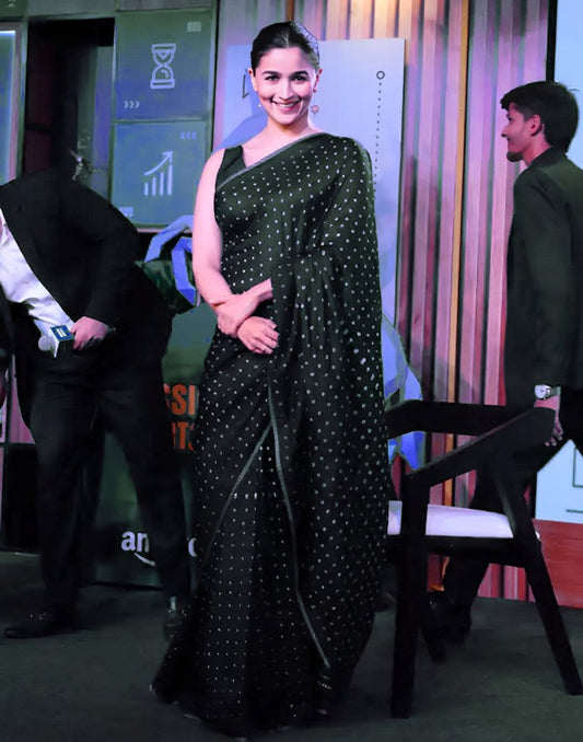 Black Silk Printed Saree