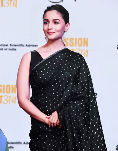 Black Silk Printed Saree