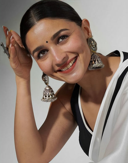 White Silk Printed Saree