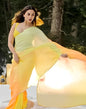 Yellow Georgette Printed Saree