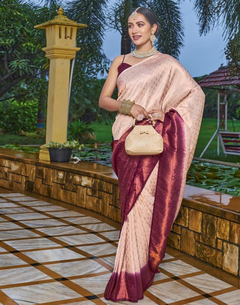 Cream Silk Weaving Saree