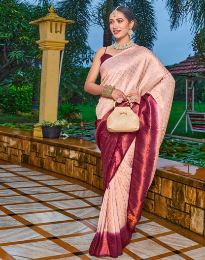 Cream Silk Weaving Saree