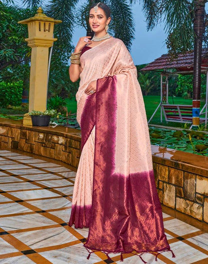 Cream Silk Weaving Saree