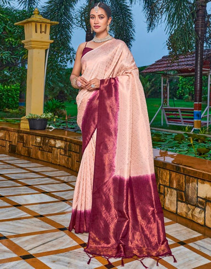Cream Silk Weaving Saree